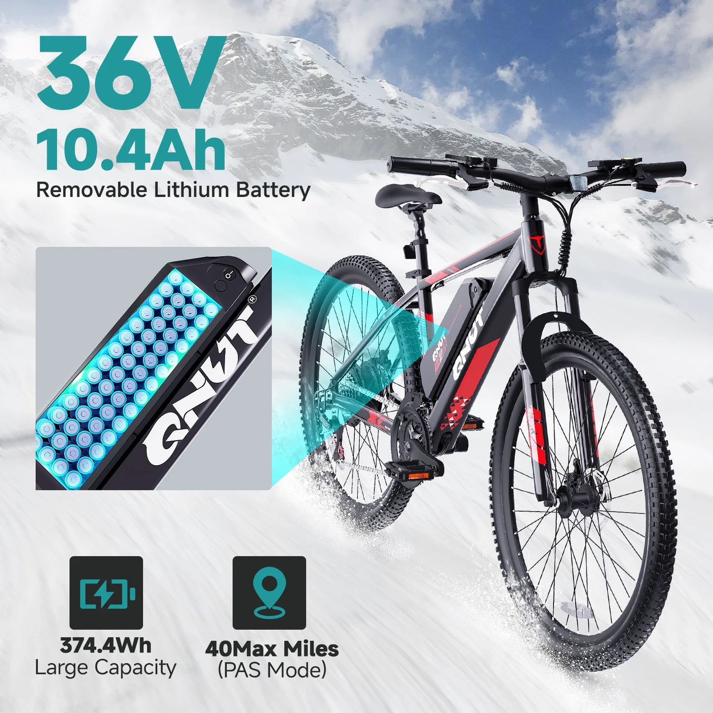QNUT Victor3.0 Mountain electric Bicycle 1000W 36V 10.4AH 26" Tire All-Terrain E-Bike Urban off-road Commuter Adult E-bike