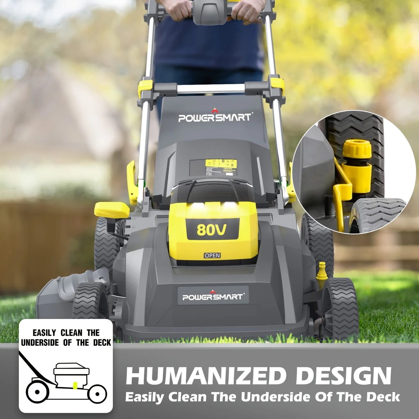 PowerSmart 80V Cordless Self Propelled Lawn Mower With 6.0Ah Battery