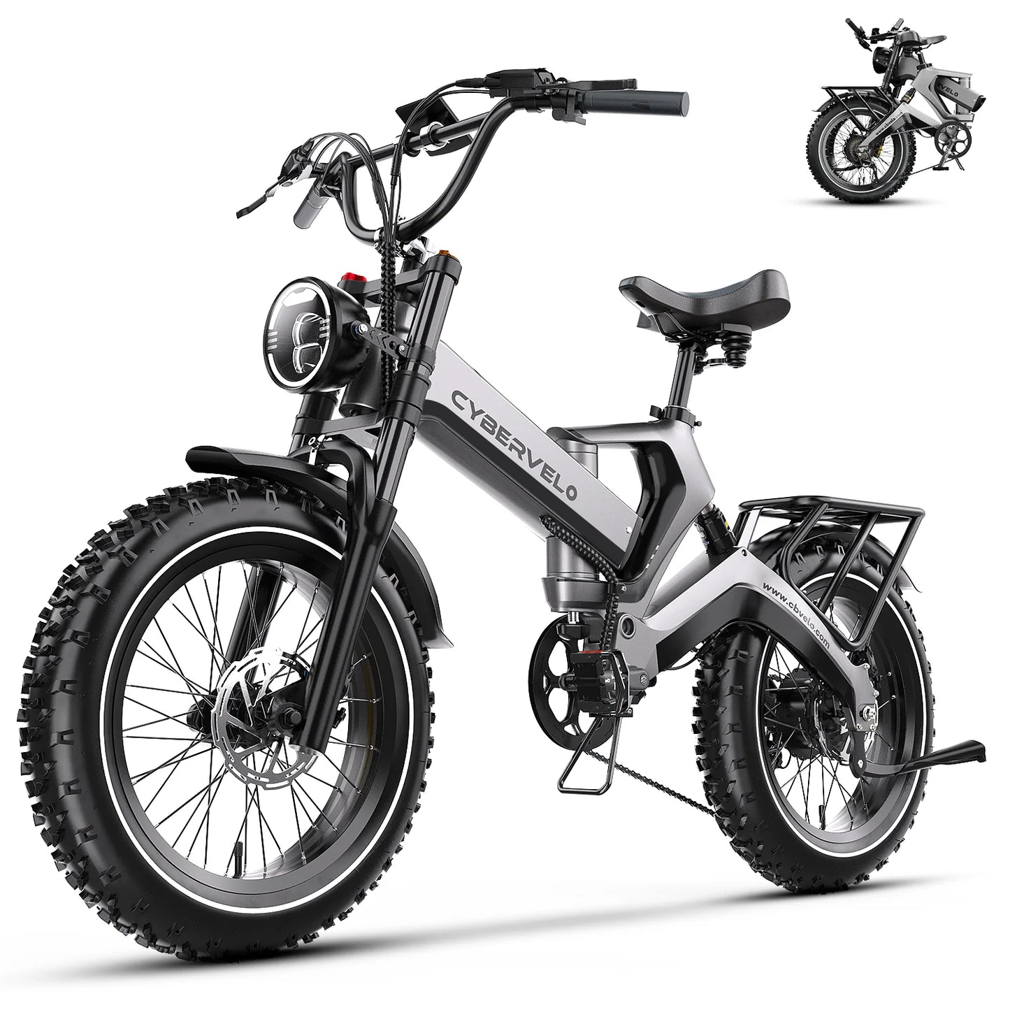 Cybervelo 2000W Peak Folding Electric Bike for Adults, 35MPH 100Miles, 48V 25Ah Removable Battery, 20"x4.0 Fat Tire E-bike EK6