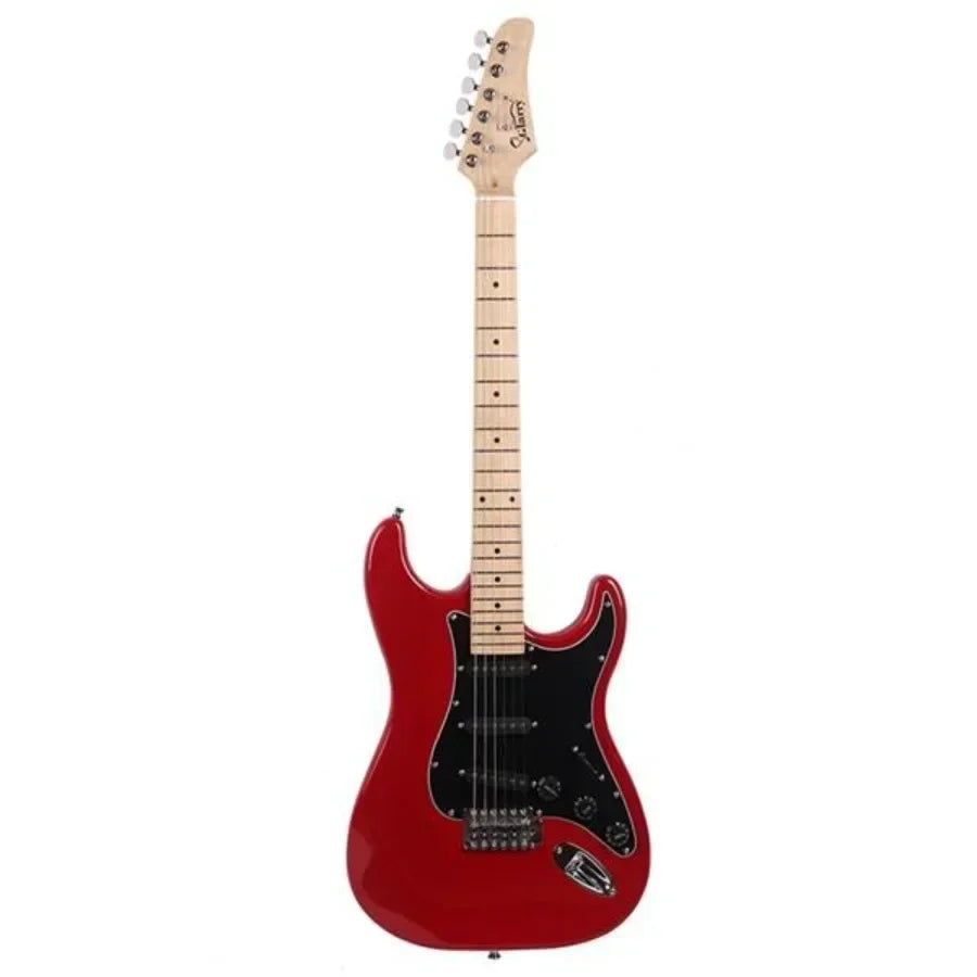 Glarry GST Stylish Electric Guitar Kit with Black Pickguard Red