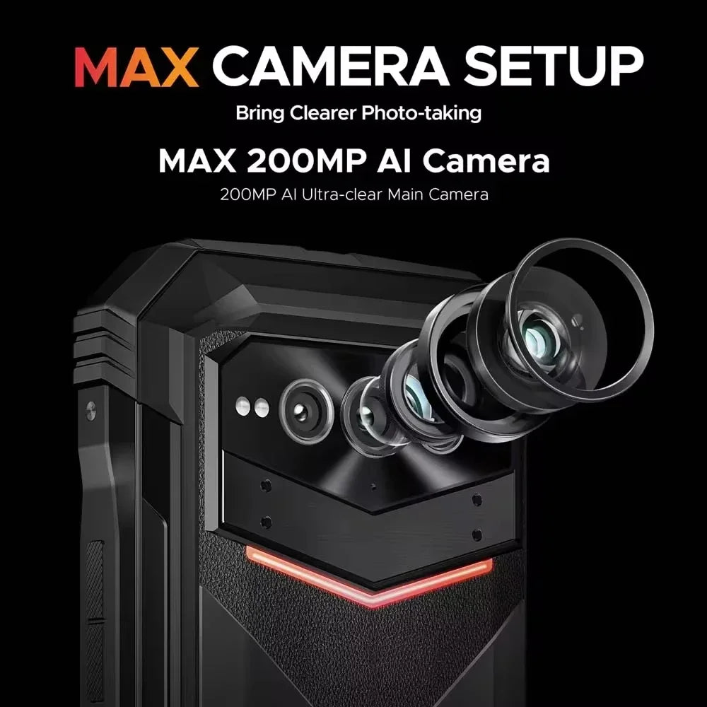 DOOGEE V Max Plus 5G Rugged Phone 6.58" 120Hz Dimensity 7050 16GB+512GB 22000mAh 200MP AI Camera Lighting Effect Smartphone