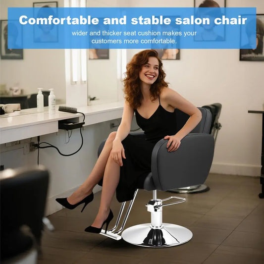 Hydraulic Hair Salon Chair Swivel Stool, 360-Degree Rotation Height Adjustable Barber Chair, Rolling Swivel Hair Salon Chair