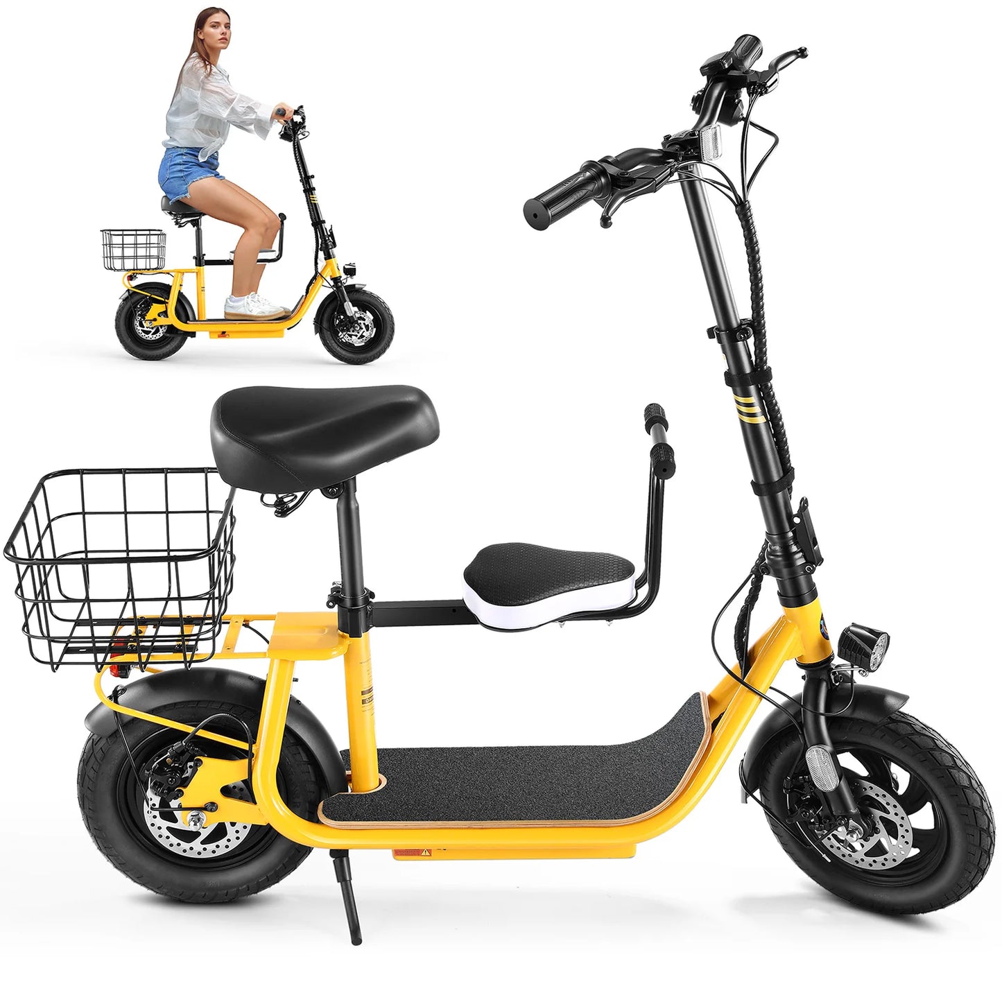 CAROMA Peak 819W Electric Scooter with Kids Seat,25 Miles Range,Foldable Commuter Adult E Scooter,UL2272 1 Year Warranty