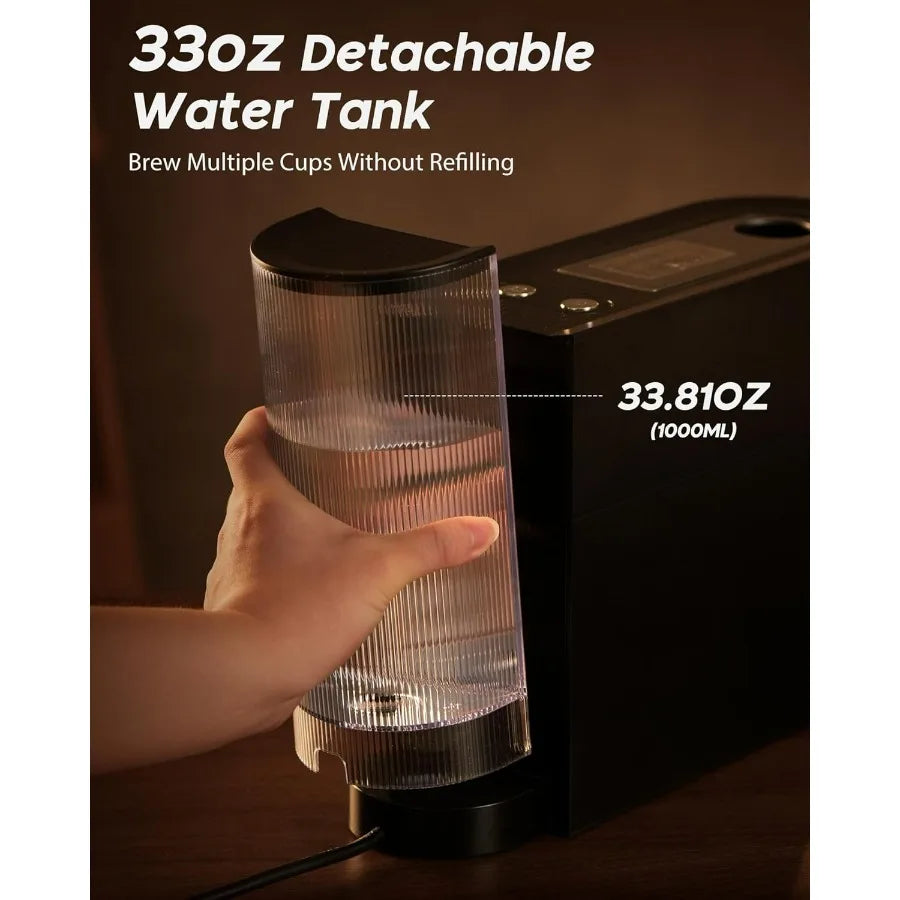 Espresso Coffee Machine, Compatible with Nespresso Original Pods, One-Touch with Illuminated Brew Zone, 20 Bar Pump, 33.8oz Remo