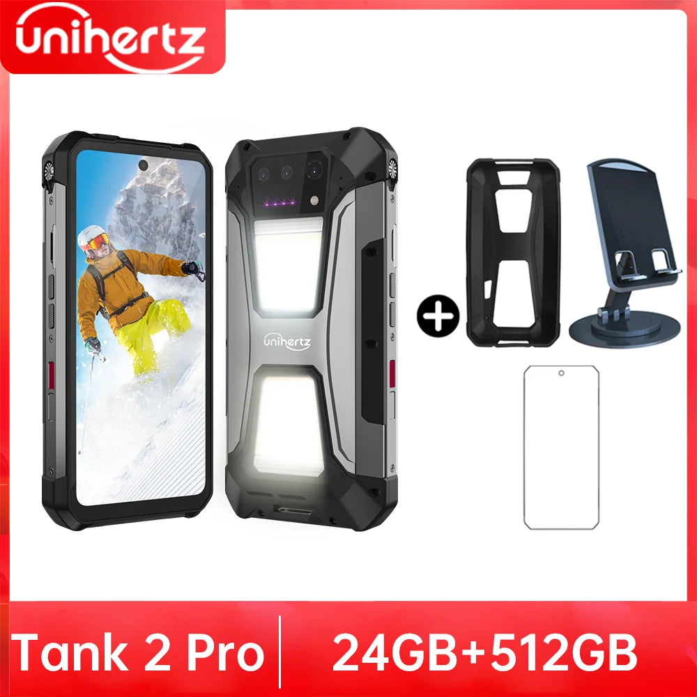 Unihertz Tank 2 PRO 8849 Rugged phones with Projector 2.4K 23800 mAh 24GB+512GB Android 14 100MP NFC 120W G99 Octa Core Dual SIM