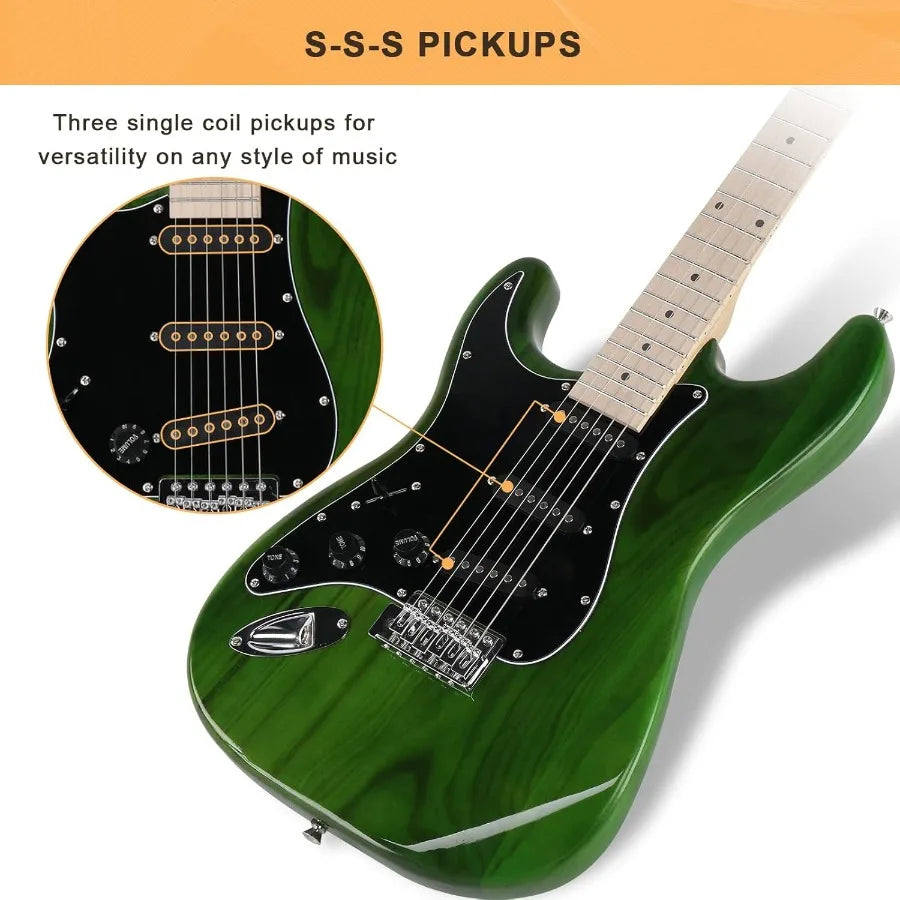 39 Left Handed Full Size Electric Guitar for Music Lovers and Beginners with Built-in 20W Amplifier and Complete Accessories Pa