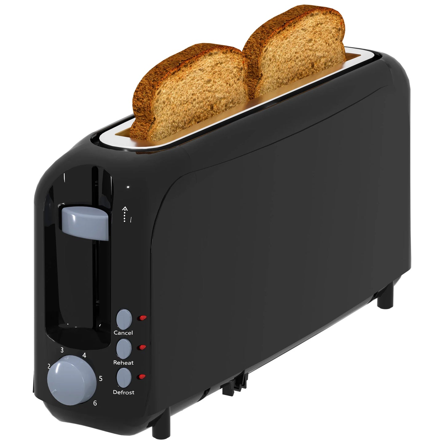2-Slice Slim Toaster-10"Long Slot,6 Shade Settings,Cancel/Reheat/Defrost, Removable Crumb Tray,Auto Shut-Off