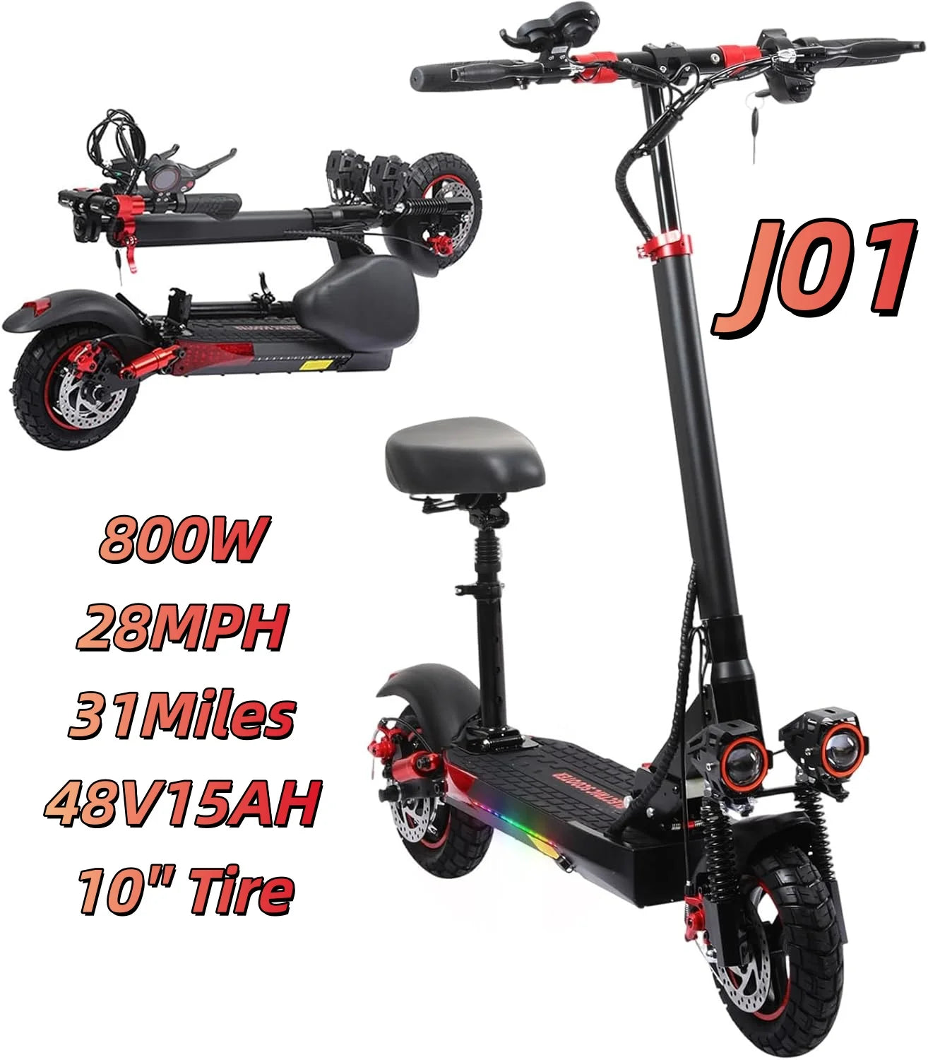 EOEOTWO GT06 Electric Scooter Adults 30MPH,1200W Motor E-Scooter,11'' Off-Road Tire Scooter with Dual Suspension & Side Light