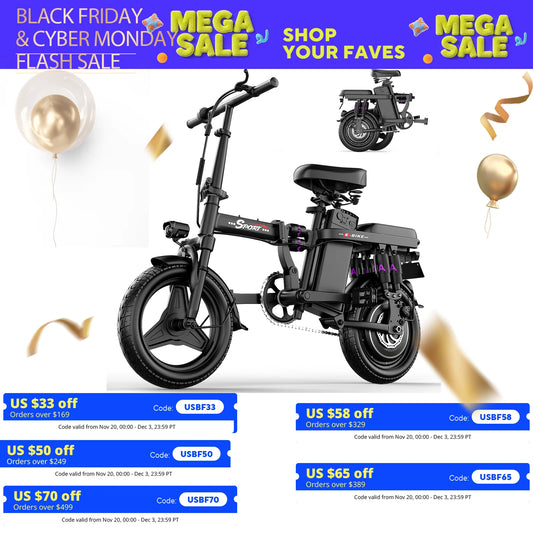 Folding Electric Bike for Adult,48V 15AH Removable Battery, 20MPH 25Miles Commuting Motorcycle Ebike,500W 14'' Electric Bicycle
