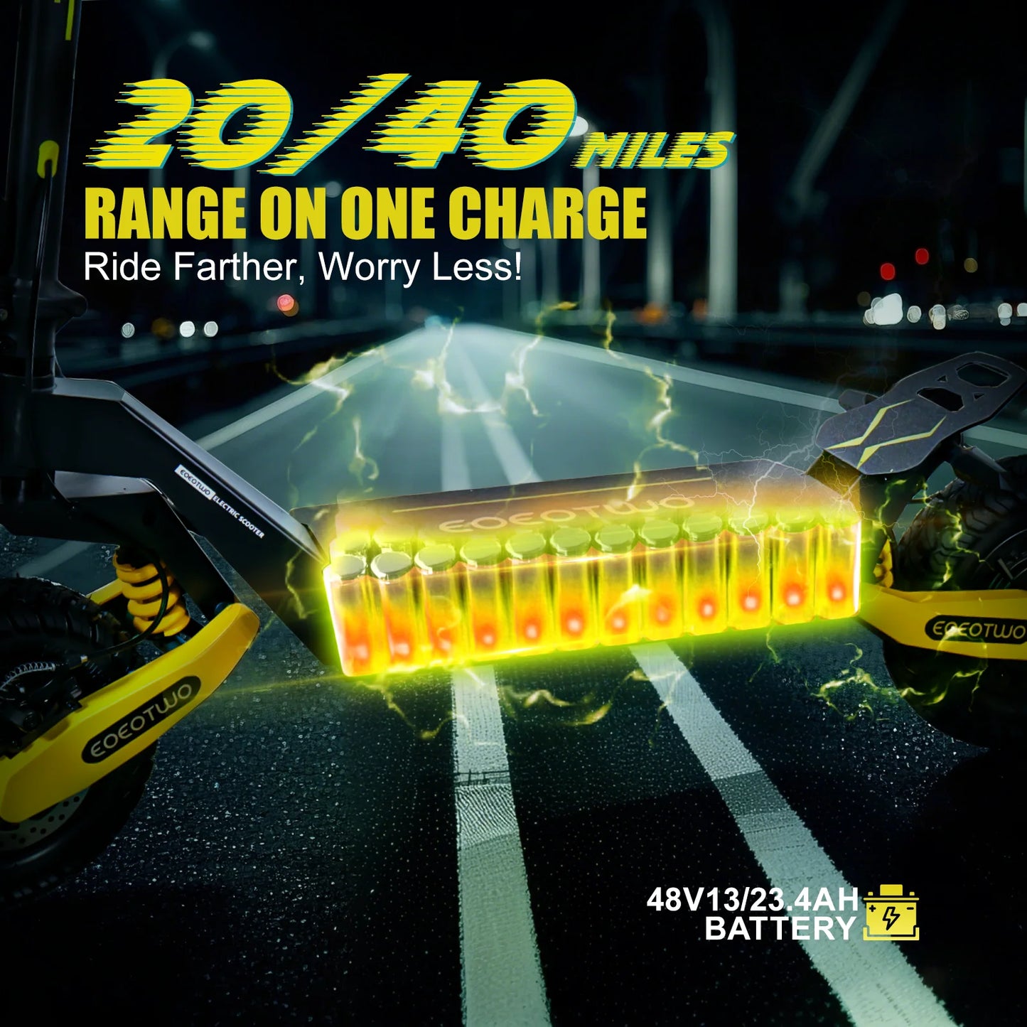 EOEOTWO GT06 Electric Scooter Adults 30MPH,1200W Motor E-Scooter,11'' Off-Road Tire Scooter with Dual Suspension & Side Light