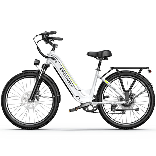 Cybervelo 1000W Peak step-Thru EBike, Range up to 80 Miles, 25AH Removable Battery Electric bike for Adult, 26" 7-Speed EK7