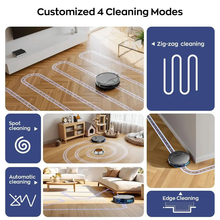 Vacuum and Mop Combo, 2in1 Mopping Robot Vacuum Cleaner with 2300Pa Suction, 2.87 Slim Design, WiFi App Voice Control, 3D Obstac