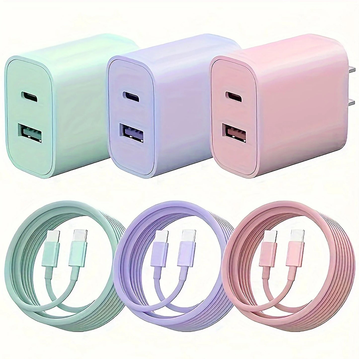 "Dual fast" 20W USB C fast Charger Block Dual Port Power Adapter with 6FT Cable Type C Fast Charging Set for iPhone 15 Series i