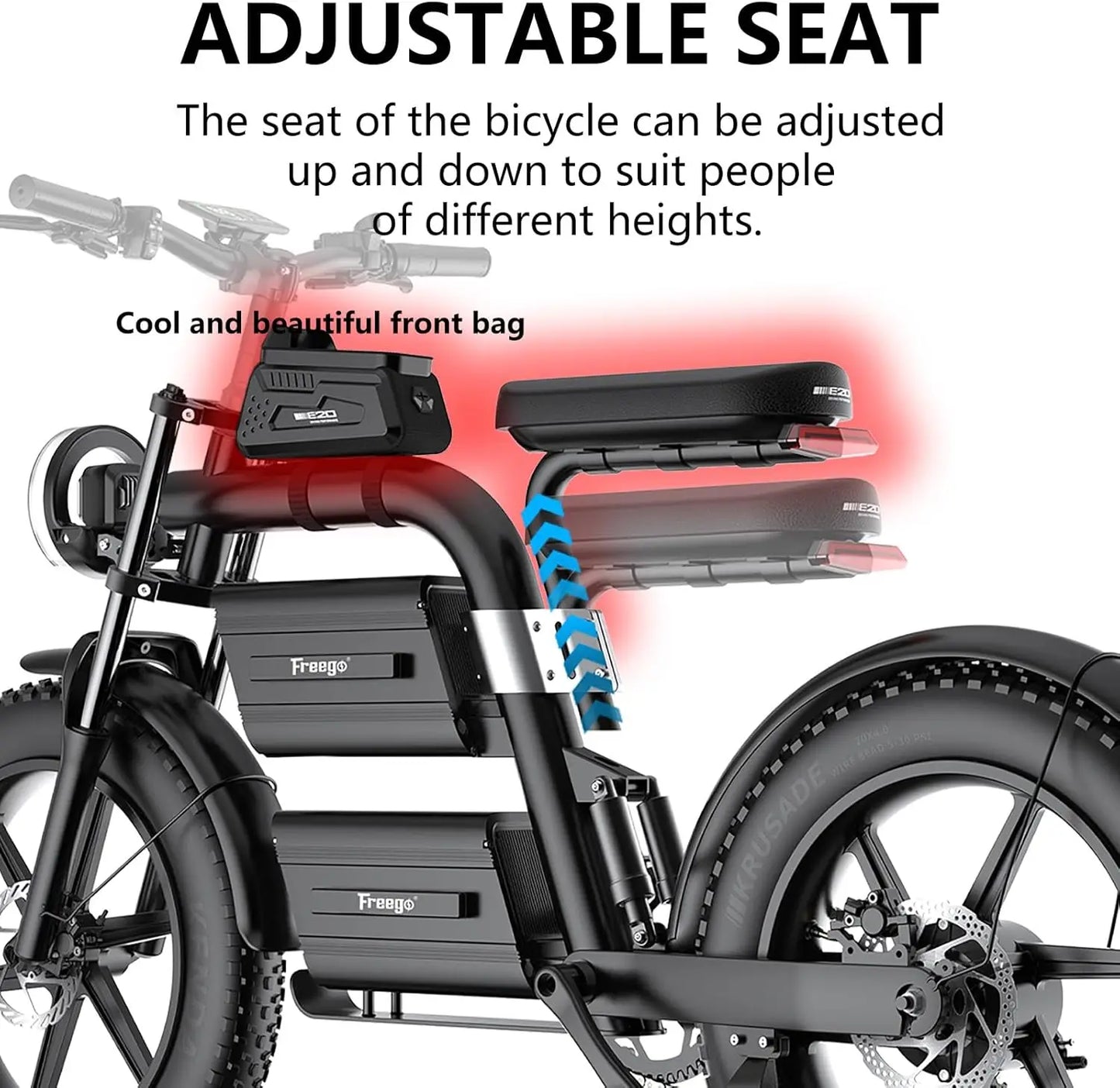 Freego E20 Electric Motorcycle 2100W 60V Dual Battery Off Road Mountain Bicycle Adjustable Seat Height Dual Suspension 7-Speed