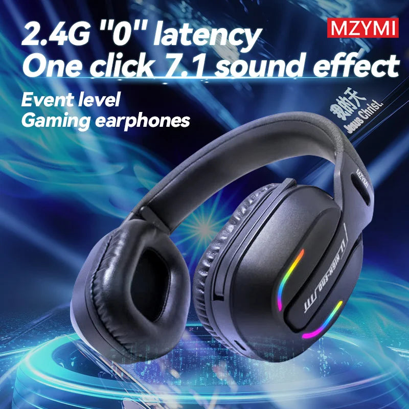 MZYMI Bluetooth 5.4 Headphones GT100 ENC Noise Cancelling 2.4G Wireless Headset Over Ear Waterproof Sports Gaming Earphones