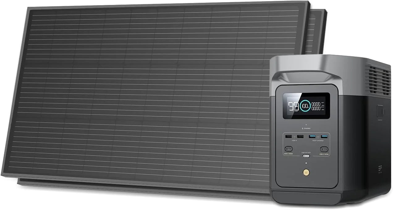 ECOFLOW Portable Power Station DELTA 2, 950Wh LiFePO4 (LFP) Battery, 1800W AC/100W USB-C Output, Solar Generator