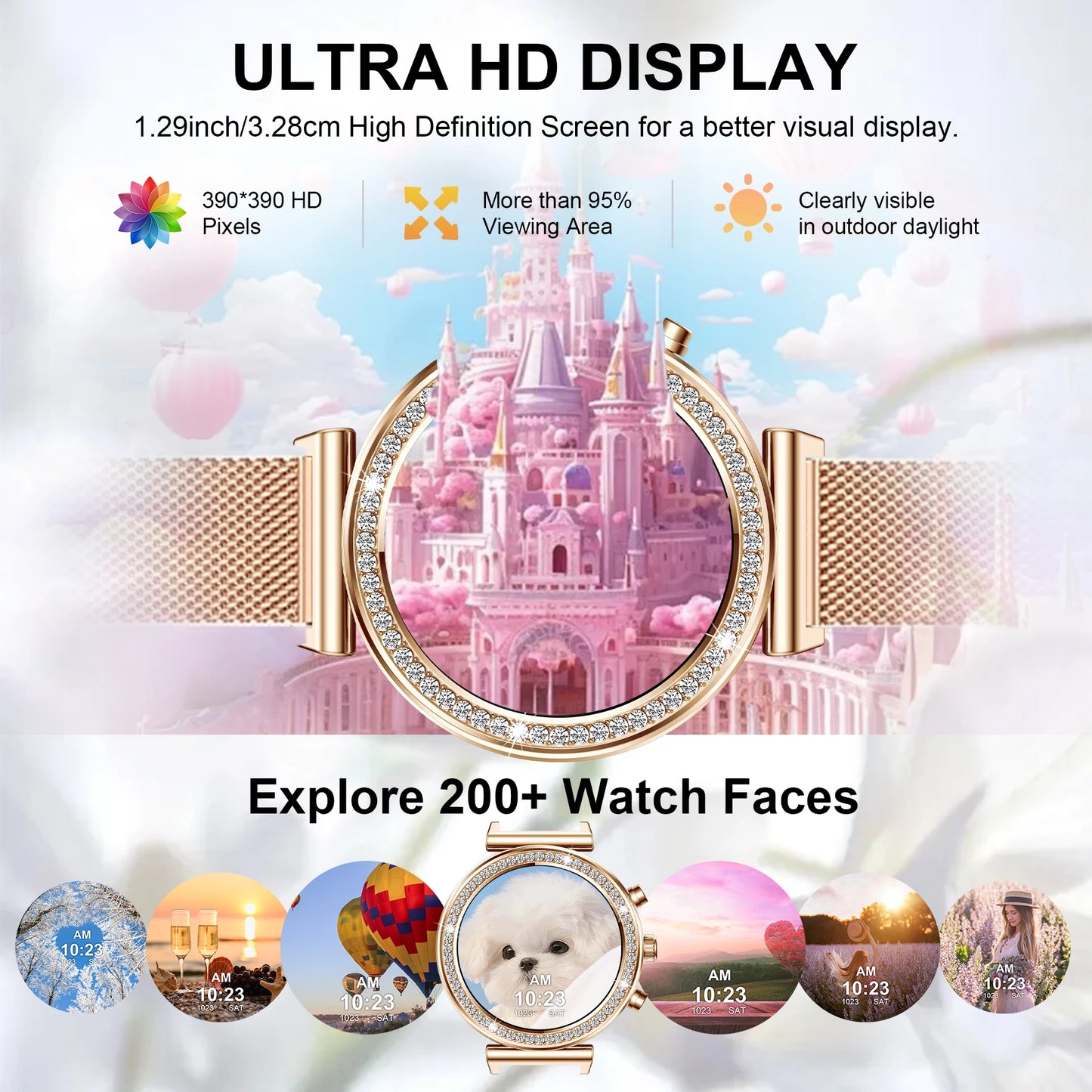 1.29" Touchscreen Smart Watch(Wireless Calls),Fitness Smartwatch for iPhone/Android with Sport Modes, Women Function/Watch Faces