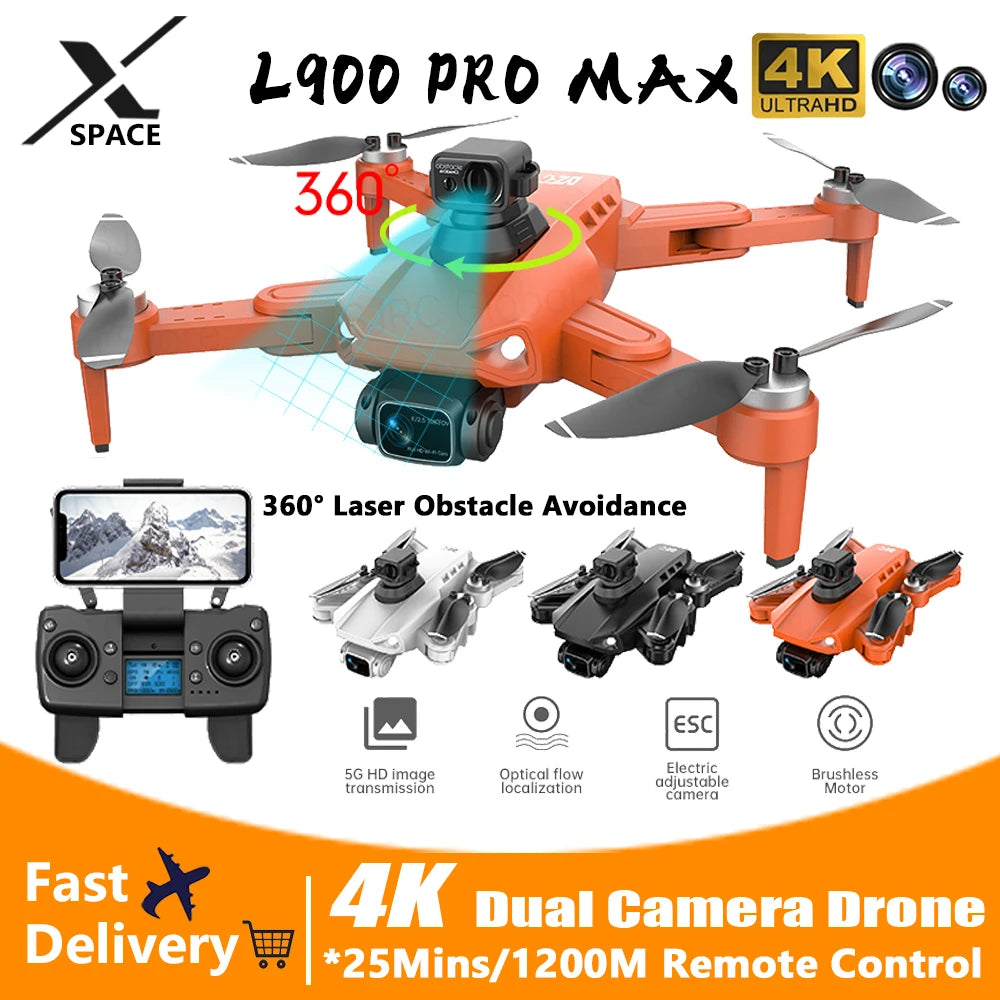 Drone L900 Pro Se / L900 Se Max 4K HD GPS Camera 5G Wifi FPV Brushless RC Helicopter 4K HD Dual Camera Drone Professional Toys