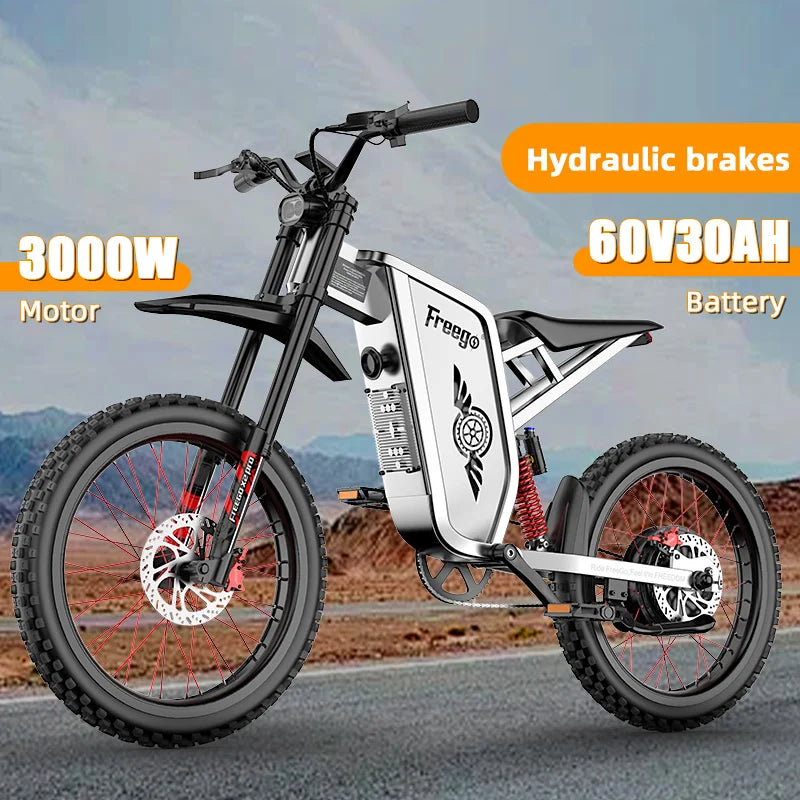 Freego X2 Pro Electric Motorcycles Peak 6000W Brushless Gearless Motors 60V30AH Lithium Battery Speed 85Kmh Adult Off Road Ebike