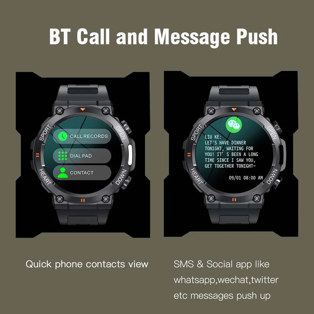 SENBONO Men's Smart Watch  Big Screen Bluetooth Call 400mAh Military Outdoor Sports Fitness Tracker Smartwatch Men Women K56