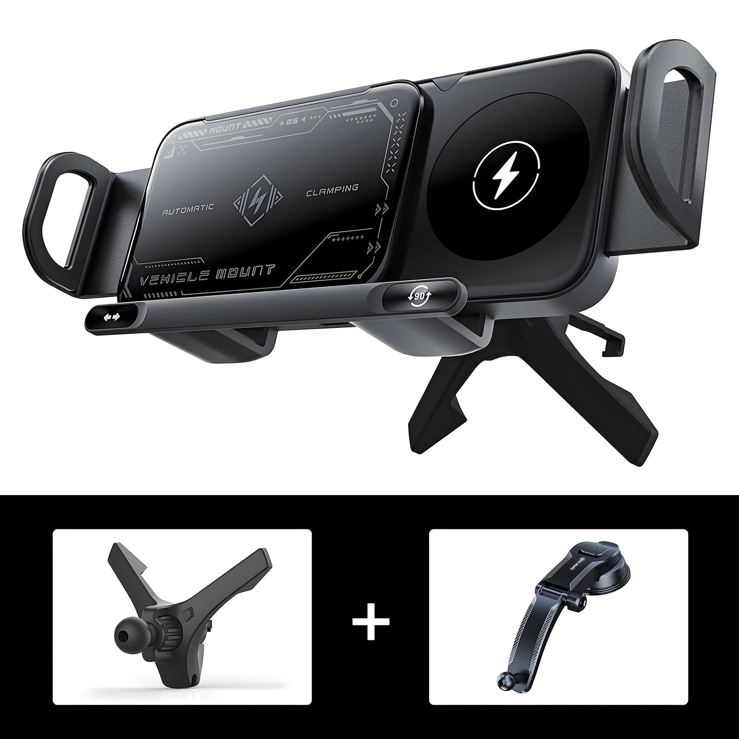 Car Wireless Charger Dual Coil Fold Screen Phone Fast Charging For Samsung Galaxy Z Fold 5 6 Flip 3 4 Air Vent Car Phone Holder