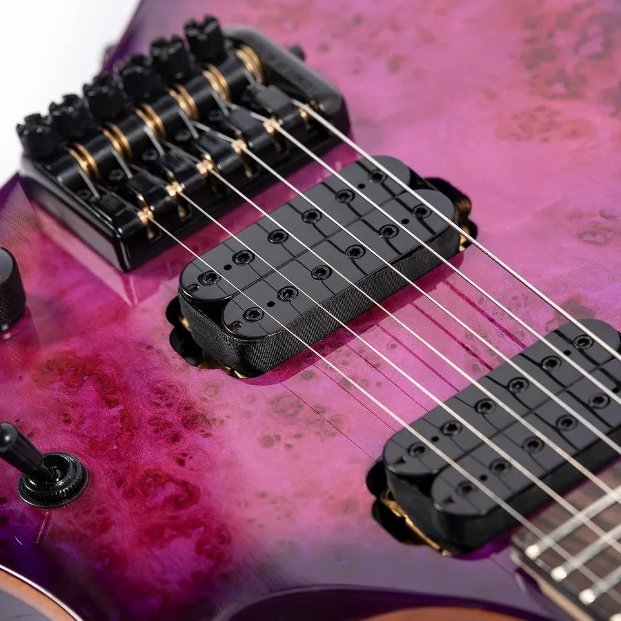 6String Headless Electric Guitar with Flame Maple Veneer and Maple Neck on Mahogany Body for Professional Stage Performance and