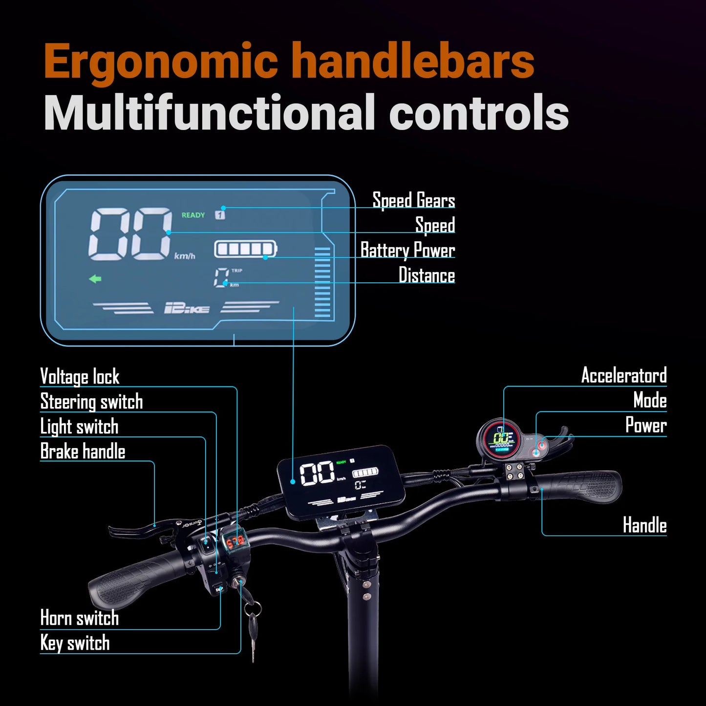 TOURSOR X5 EU USA Local Hot Sales Seated Electric Scooter 1500W 48V 18AH 11" All Terrain Three Speed Adjustable Adult E Scooter