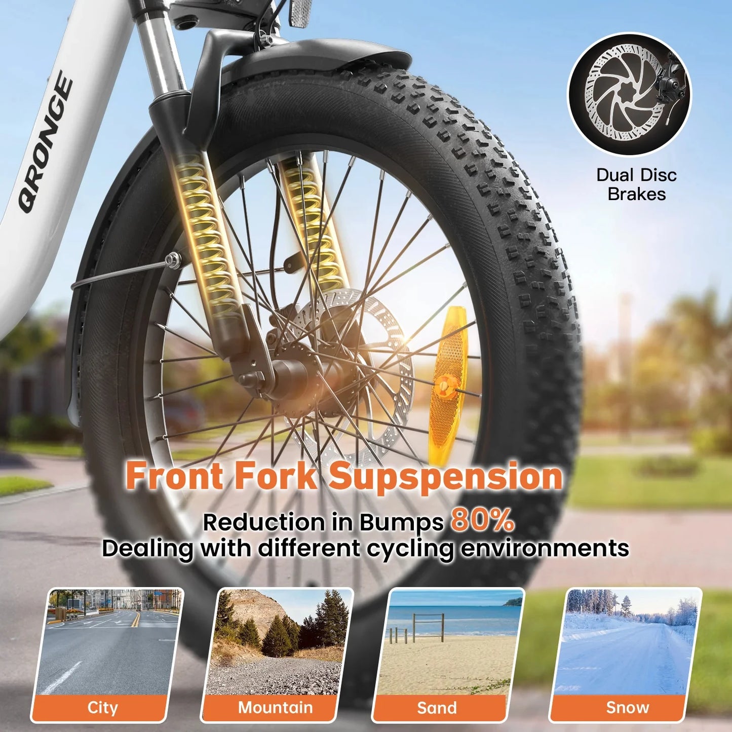 QRONGE Electric Bike 1000W Peak Folding Electric Bike 486Wh 70 Miles Range Ebike 20" Step-Thru Electric Bicycle with Bike Basket