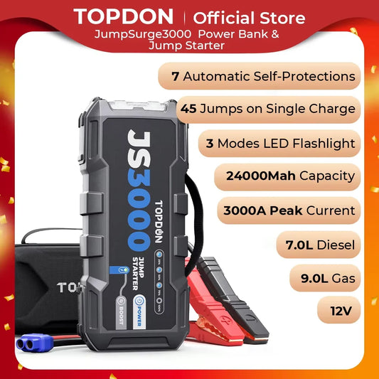 Topdon JS3000 3000A Jump Starter Power Bank For Car