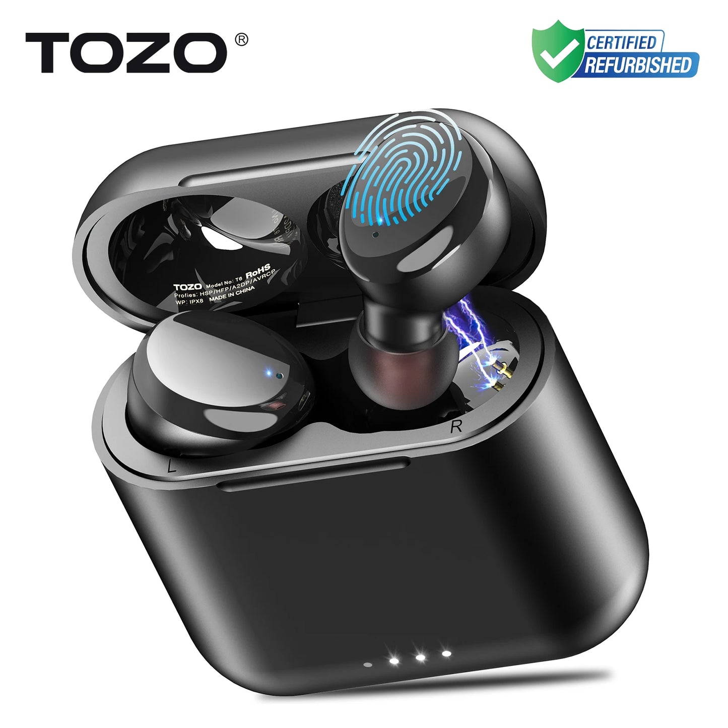 Refurbished TOZO Wireless Bluetooth 5.3 Earphones In Ear TWS Earbuds Headset HiFi Stereo Touch Control Built-in Mic Calls ENC
