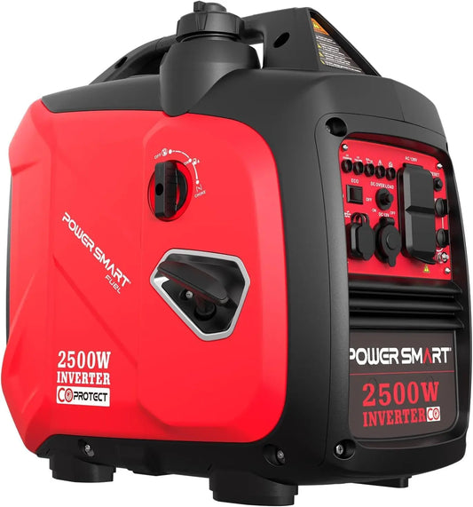 2500W Portable Inverter Generator with CO Alarm, USB Output, Quiet Operation for Home & Outdoor