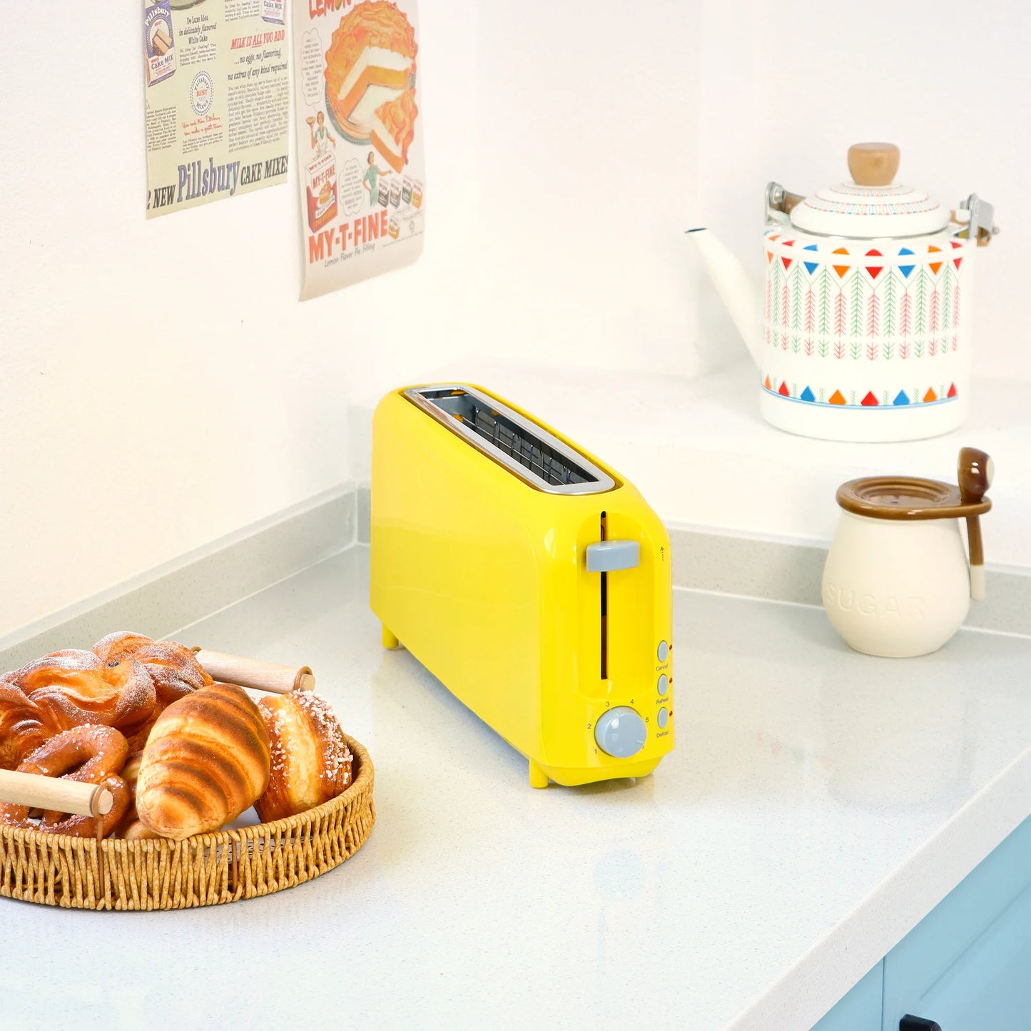 2-Slice Slim Toaster-10"Long Slot,6 Shade Settings,Cancel/Reheat/Defrost, Removable Crumb Tray,Auto Shut-Off