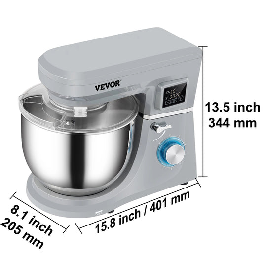 SucceBuy 5 IN 1 Stand Mixer Multifunctional Electric Mixer with 6 Speeds LCD Screen Timing 7.4 Qt Stainless Bowl Dough Hook