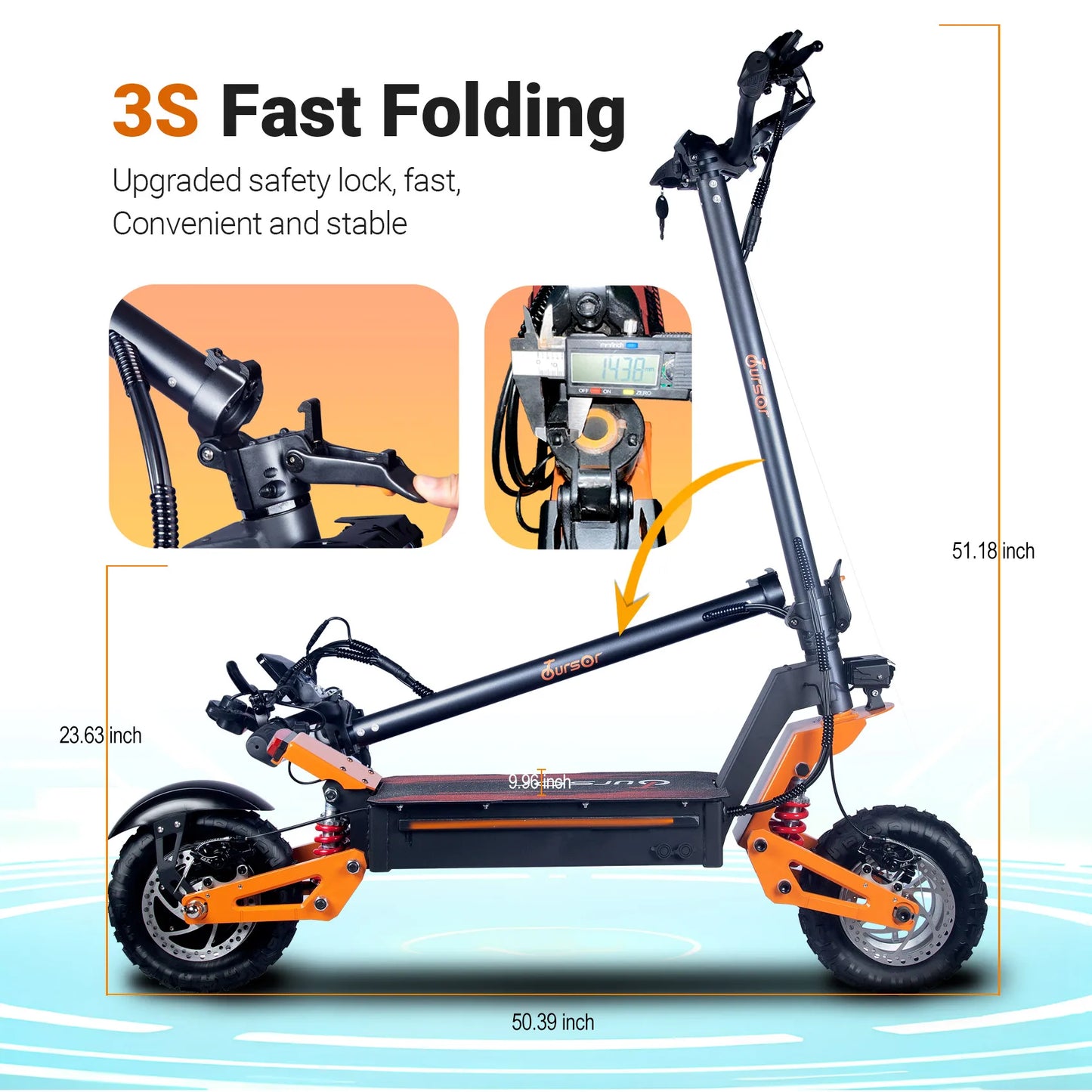 TOURSOR X5 EU USA Local Hot Sales Seated Electric Scooter 1500W 48V 18AH 11" All Terrain Three Speed Adjustable Adult E Scooter