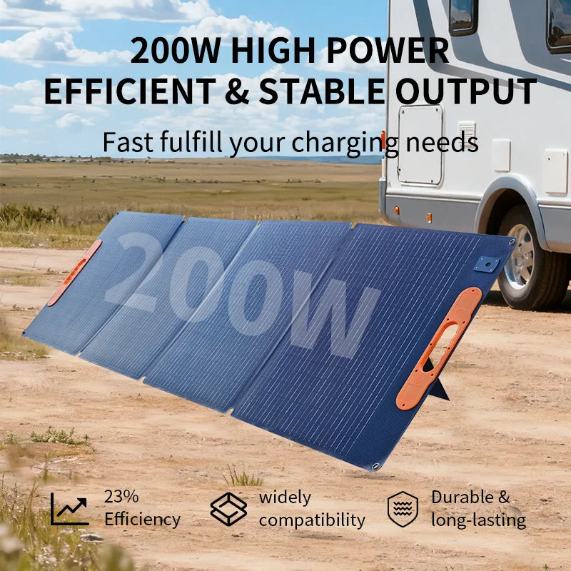 200W Foldable Solar Panel Portable for Outdoor Camping Power Generator Charging