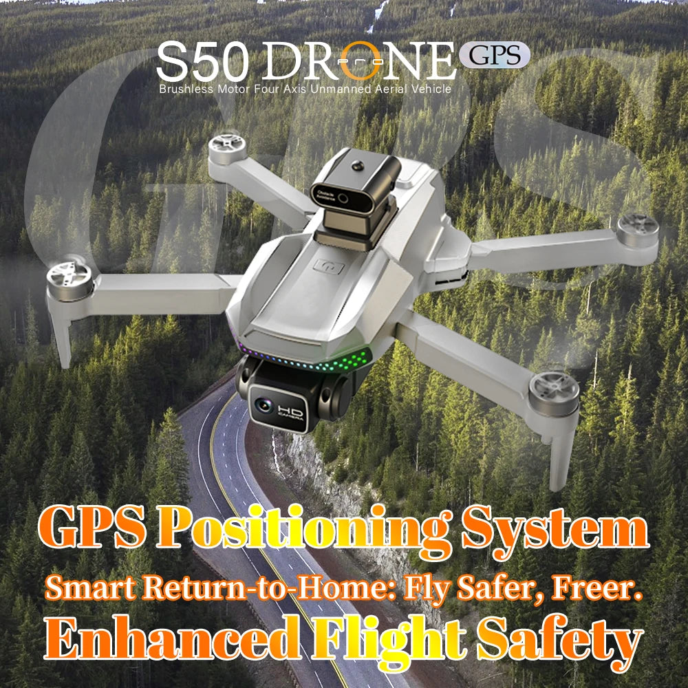 S50 PRO GPS Drone with 2 Batteries, 4.5-inch Large Screen Remote, Real-Time HD Camera, Obstacle Avoidance, Extended Flight Time