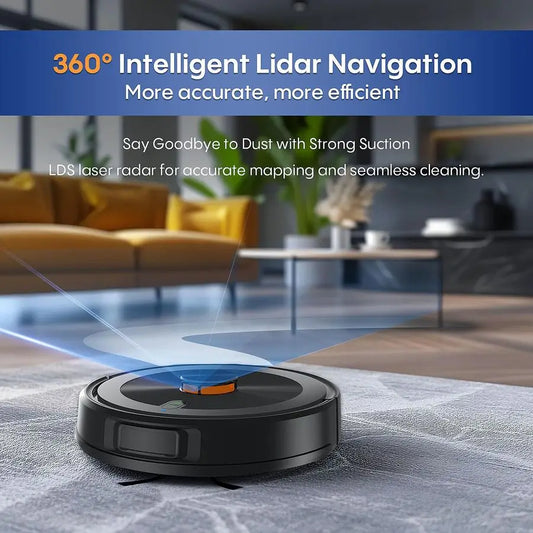 Robot Vacuum and Mop Combo with LiDAR Navigation,4000Pa Suction Robot Vacuum Cleaner with Mapping,NoGo Zones,Vacuum Robot for Pe