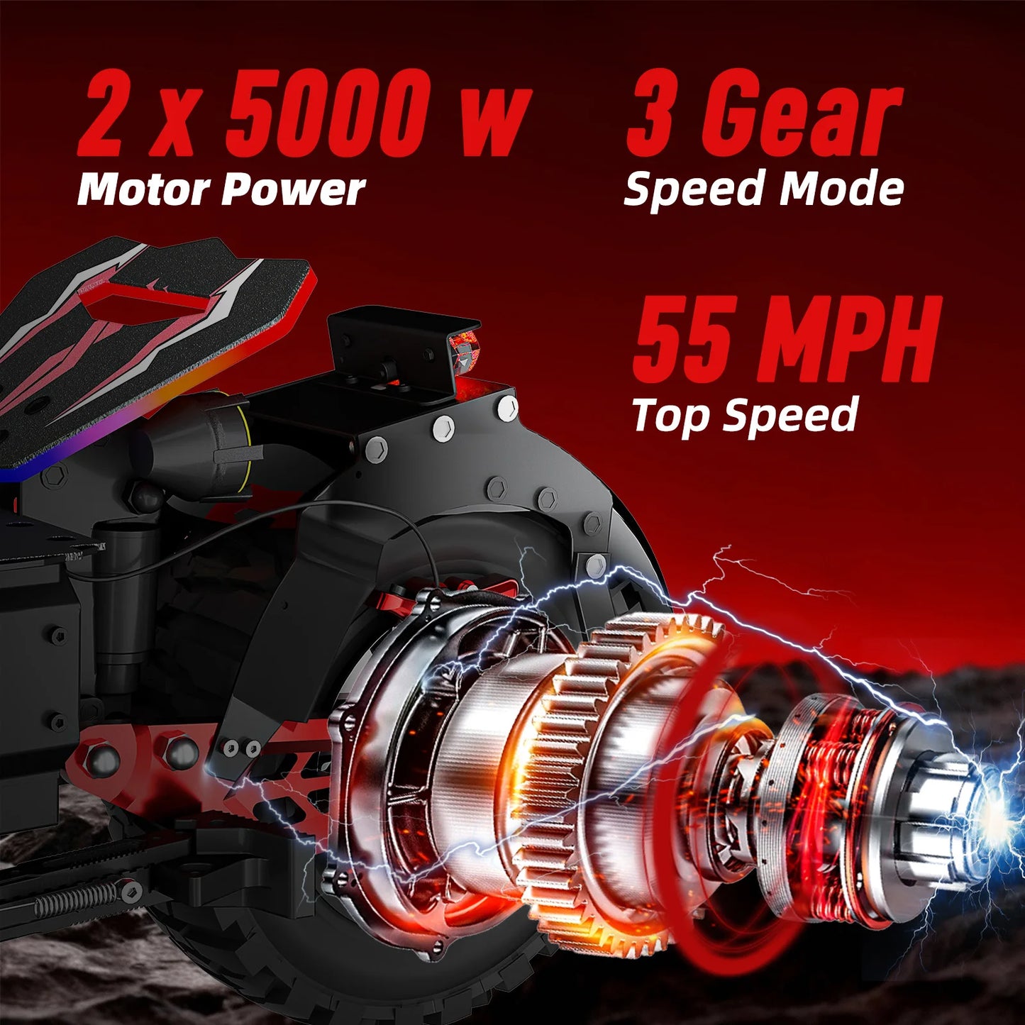 JUNLING JL86 10000W Dual Motor Off Road Electric Scooter for Adults with 55 MPH speed 75 Miles Range