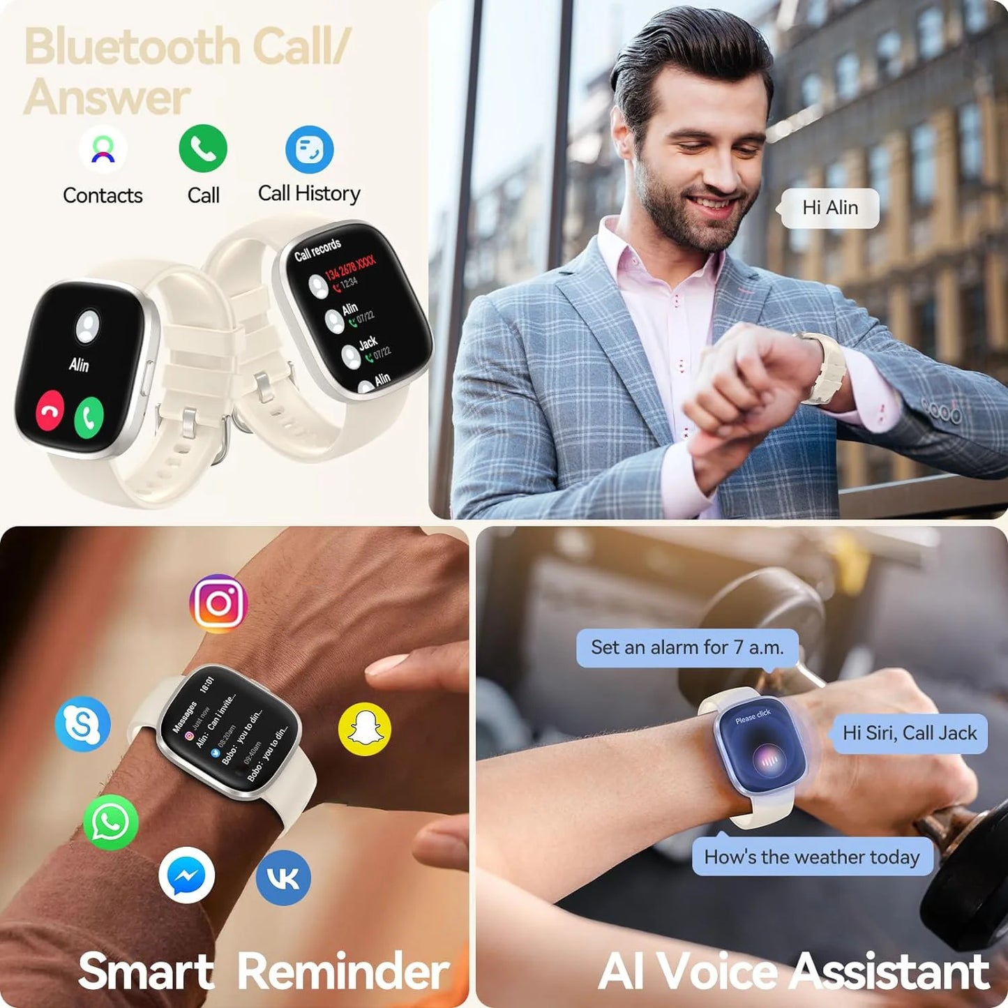 Smart Watches for Men Women  Sleep Tracking, 46mm 1.3oz Step Calorie Counter Fitness Watch Activity Trackers Pedometer forAndro