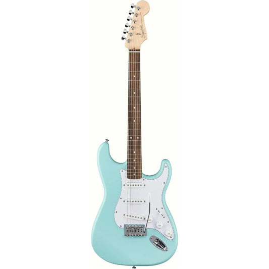 Squier Stratocaster Electric Guitar in Daphne Blue for Professional and Beginner Musicians - Versatile Tone Lightweight Design