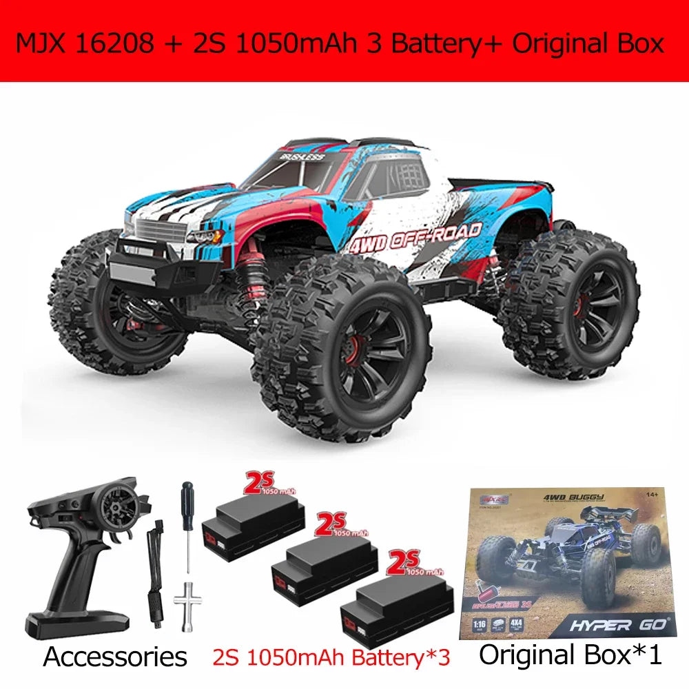 MJX 16208 V2.0 1/16 Rc Cars 4WD Off-Road Racing Truck Brushless 2.4g RC Cars Hyper GO High-speed Drift Remote Control Car Toys
