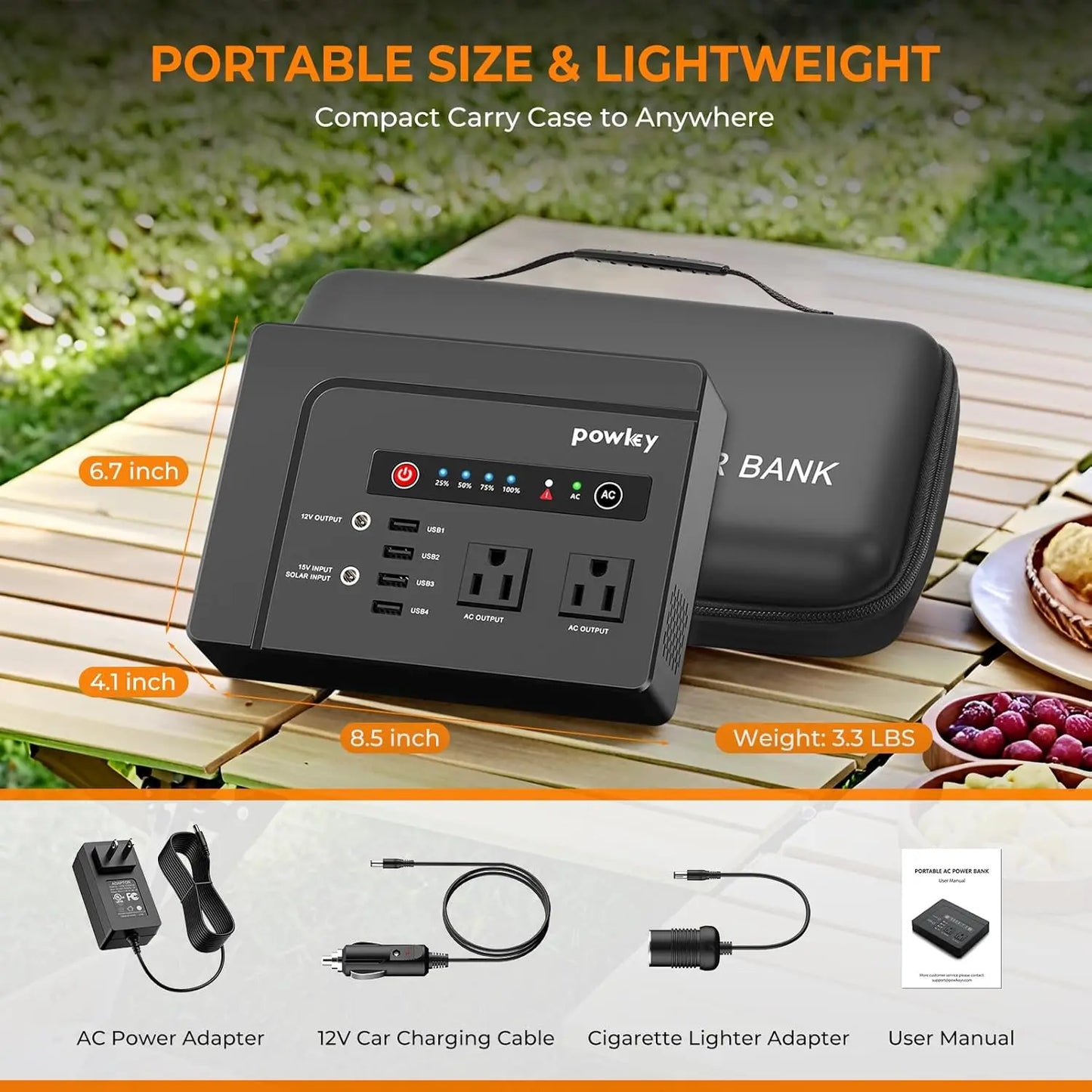 200W Portable Solar Generator 146Wh Battery Pack with AC Outlets USB Ports for Camping Travel Outdoor