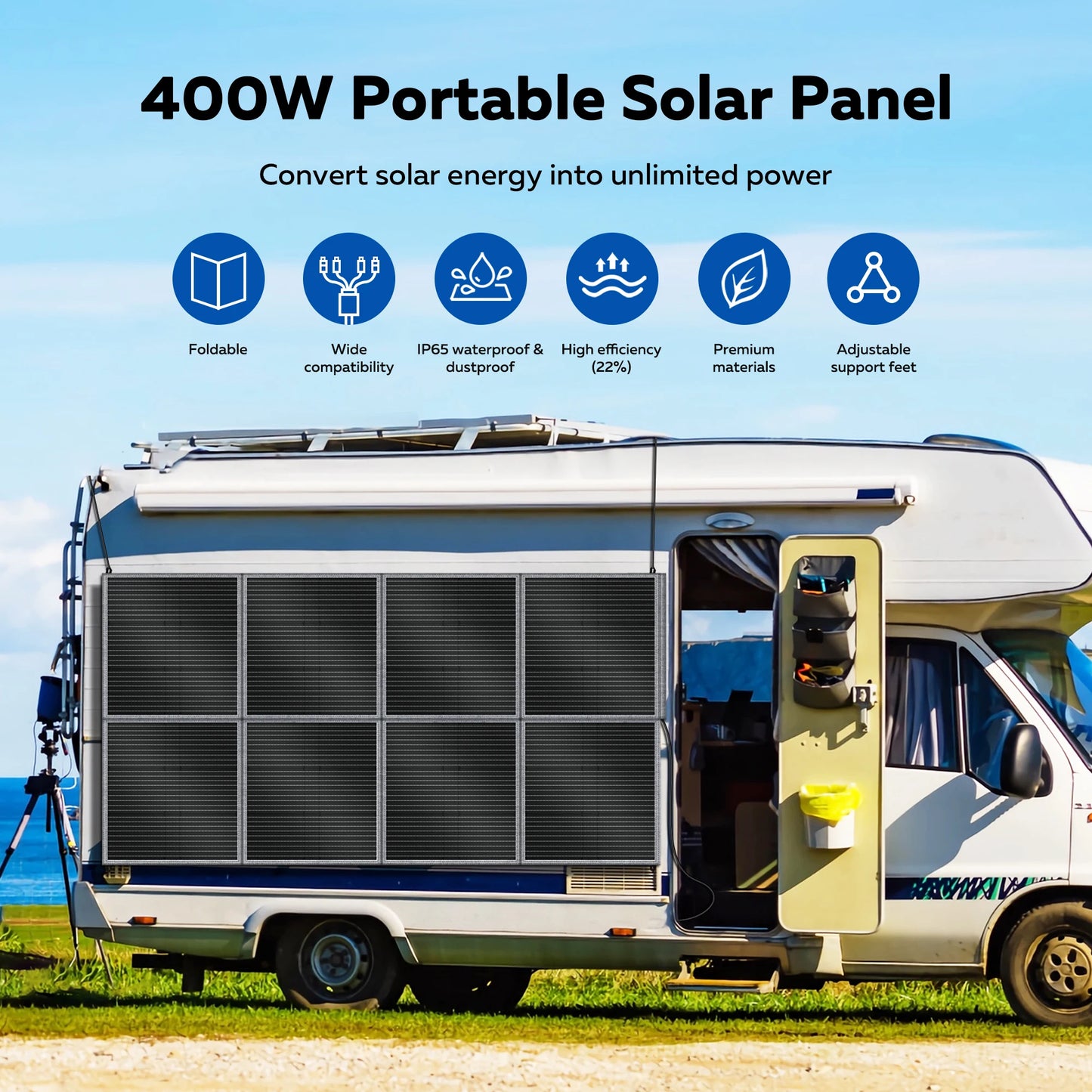 CTOLITY AP2000 2400W Portable Power Station LiFePO4 with 400W 41V Solar Panel Solar Generator Home Power Emergency,RV,Camping