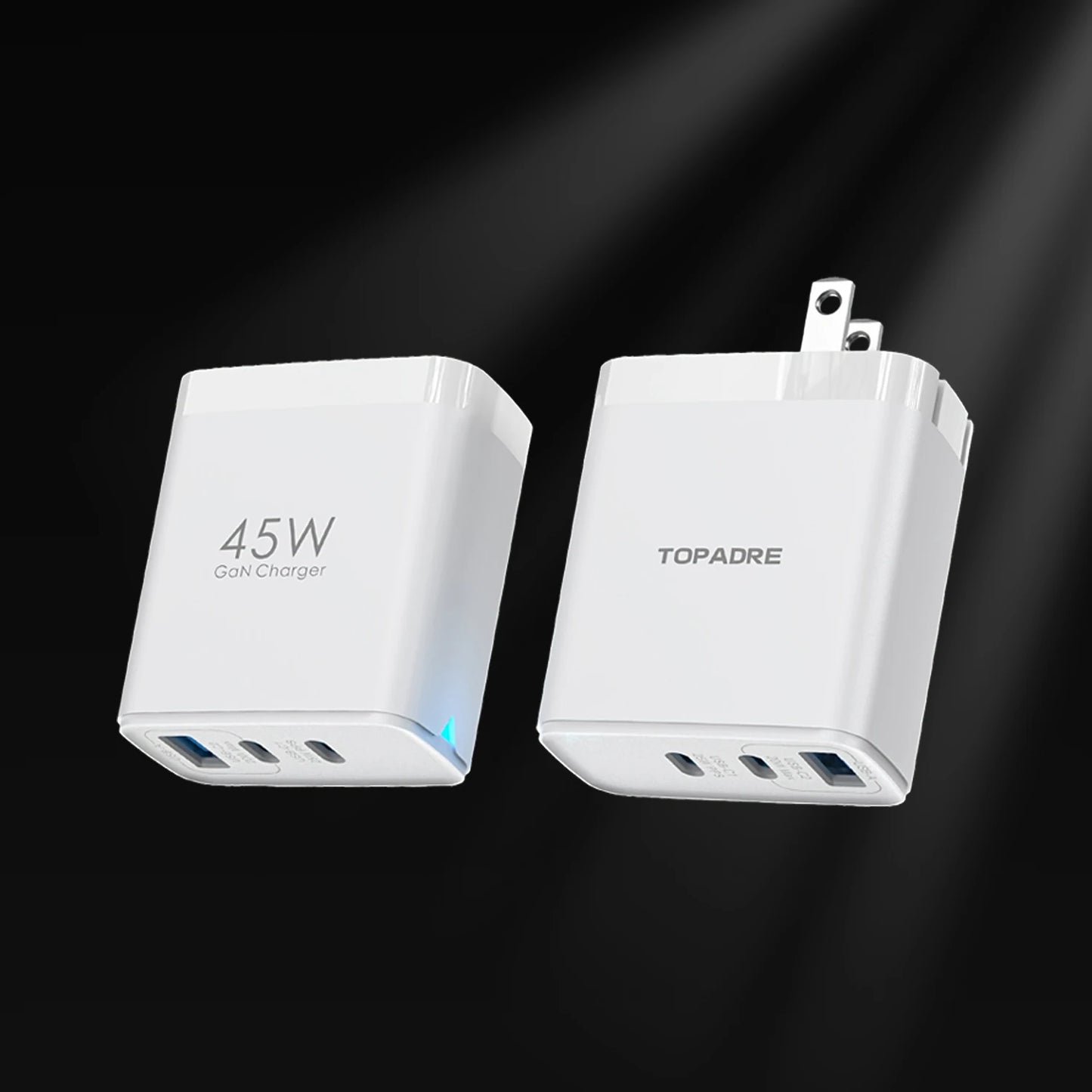 2packs 45W 3 Port USB Charger Type C Fast Charge Mobile Phone Adapter For iPhone Samsung Xiaomi Huawei Quick Charge Wall Charger