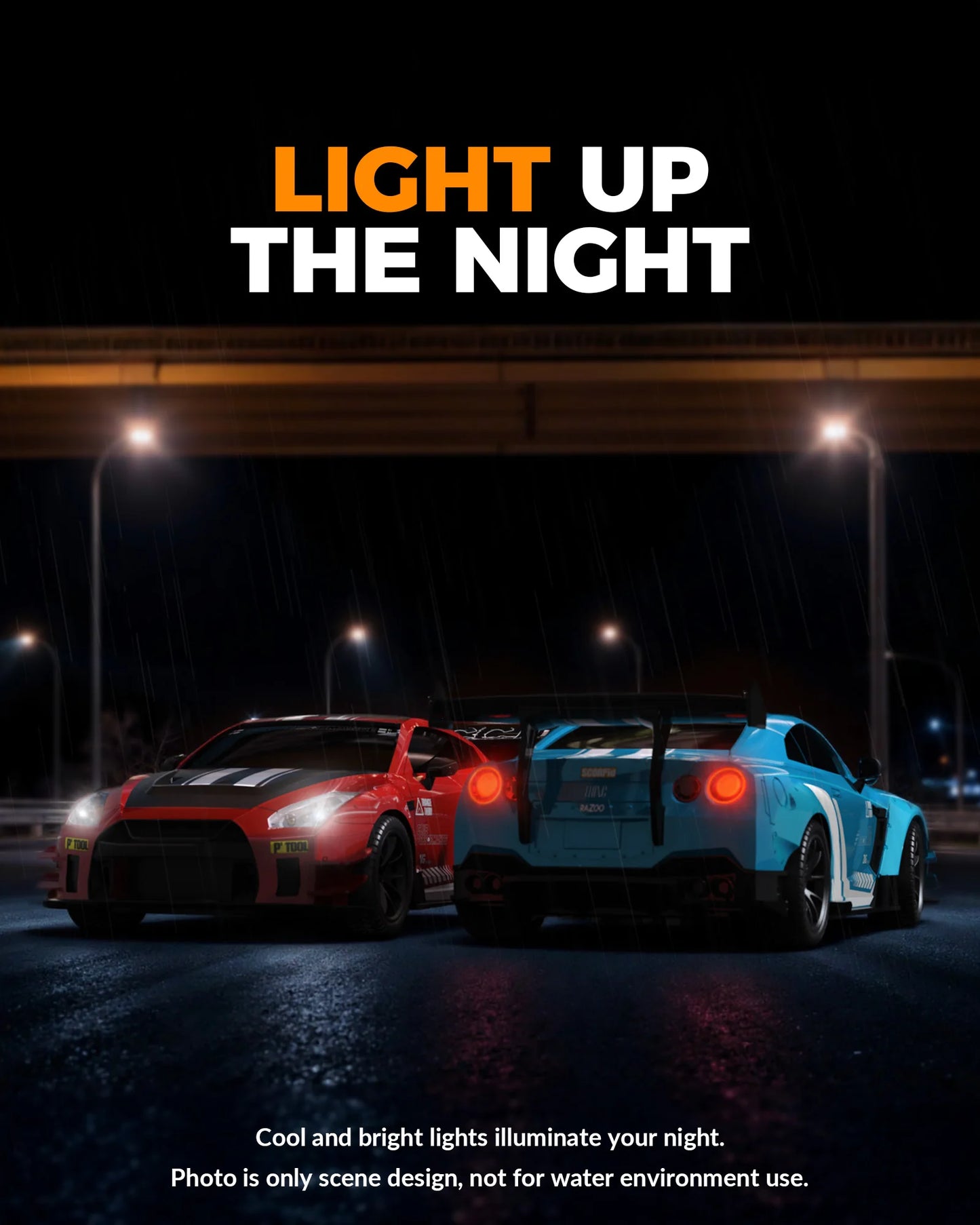 RACENT RC Drift Car High Speed Remote Control Car 4WD RC Cars with LED Light, 2 Batteries Racing and Drifting Wheels Toy for Boy