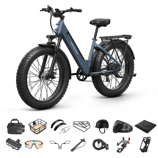 PUCKIPUPPY Samoyed Electric Bike 960W Peak 28MPH Commuter E-Bike All Terrain 26" Fat Tire Electric Bicycle with 2-Year Warranty