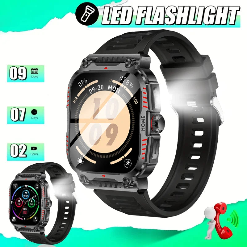 W&O X7 Plus Sports Smart Watch Man Woman LED Flashlight Smartwatch Wireless Call Watches Message Notification Long Battery Time