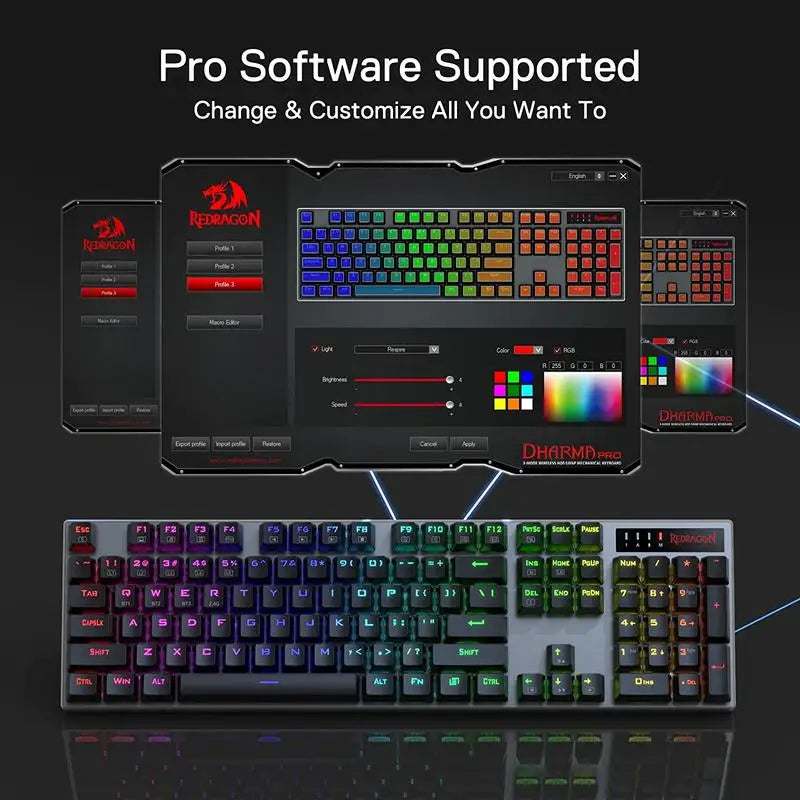 Redragon K556 Pro Wireless RGB Tri Mode Mechanical Keyboard
