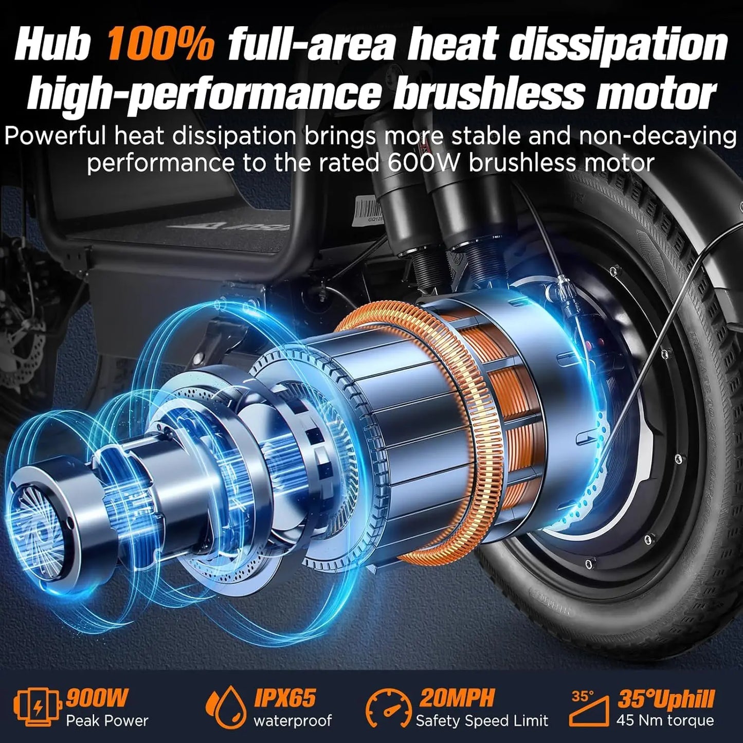 INSDRGNC14 adult electric bicycle foldable with seat electric scooter900W20MPH double disc brake high-strength frame load 300lbs