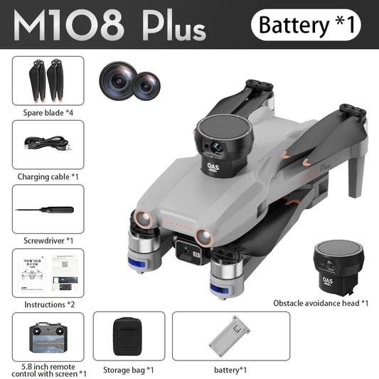 M108 Relay 3-Axis Gimbal 5.5 inch with Screen Version 1080P GPS Brushless Obstacle Avoidance Remote Control Drone